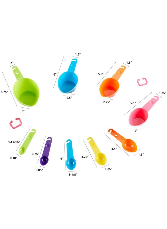 C.R. Gibson Kids in The Kitchen Measuring Cups and Spoons Set, Multicolor