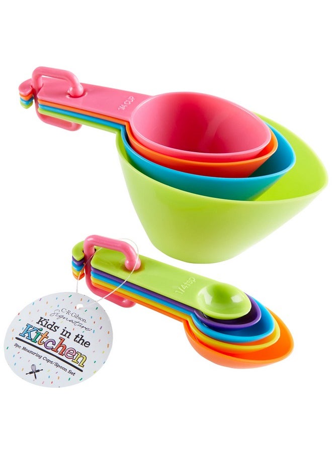 C.R. Gibson Kids in The Kitchen Measuring Cups and Spoons Set, Multicolor