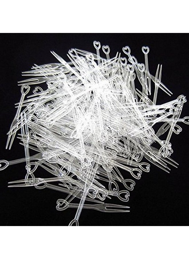 WOIWO 100pcs Disposable Plastic Fruit Forks Cocktail Sticks Party Supplies Plates Picks Cake Forks Dessert Forks
