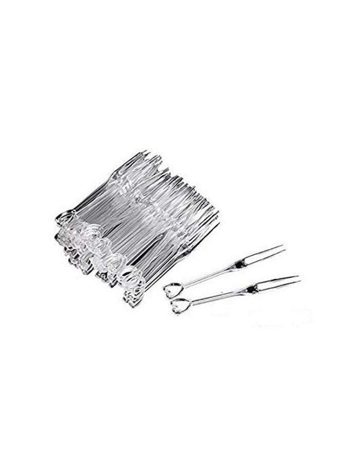 WOIWO 100pcs Disposable Plastic Fruit Forks Cocktail Sticks Party Supplies Plates Picks Cake Forks Dessert Forks