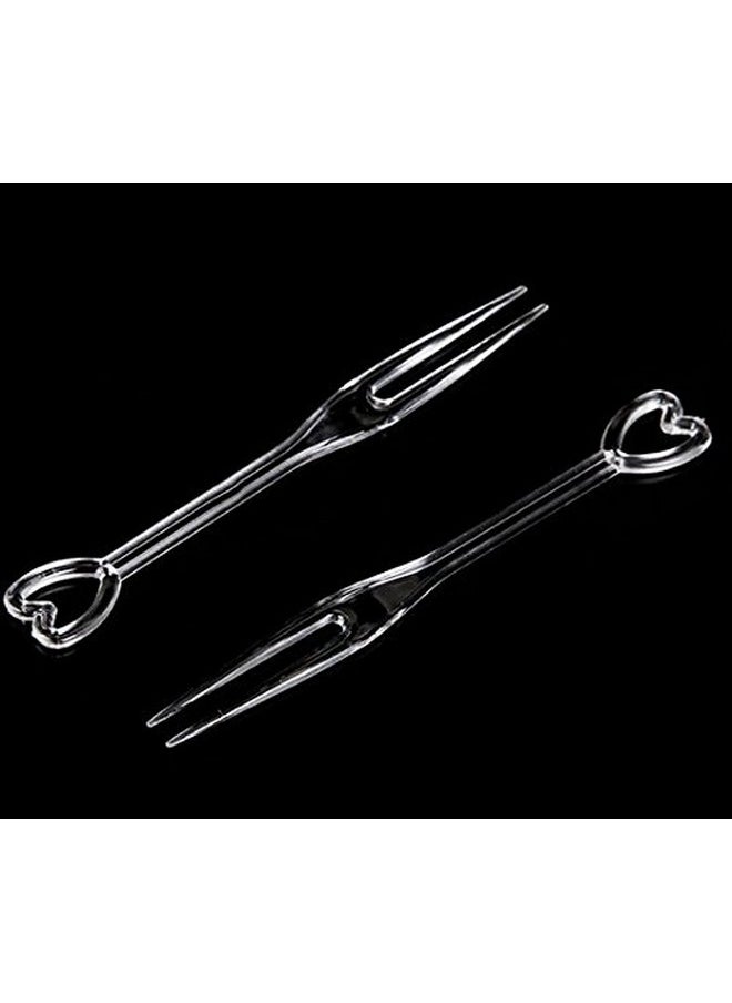 WOIWO 100pcs Disposable Plastic Fruit Forks Cocktail Sticks Party Supplies Plates Picks Cake Forks Dessert Forks
