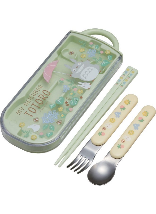 My Neighbor Totoro Utensil Set - Includes Reusable Fork, Spoon, Chopsticks and Carrying Case - Authentic Japanese Design - Durable, Dishwasher Safe- Flower Field