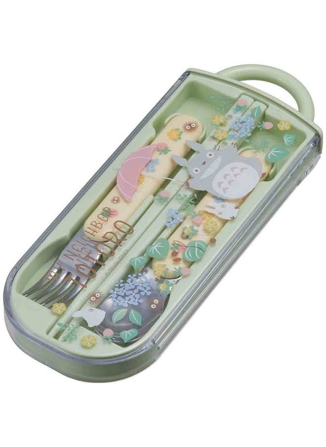My Neighbor Totoro Utensil Set - Includes Reusable Fork, Spoon, Chopsticks and Carrying Case - Authentic Japanese Design - Durable, Dishwasher Safe- Flower Field
