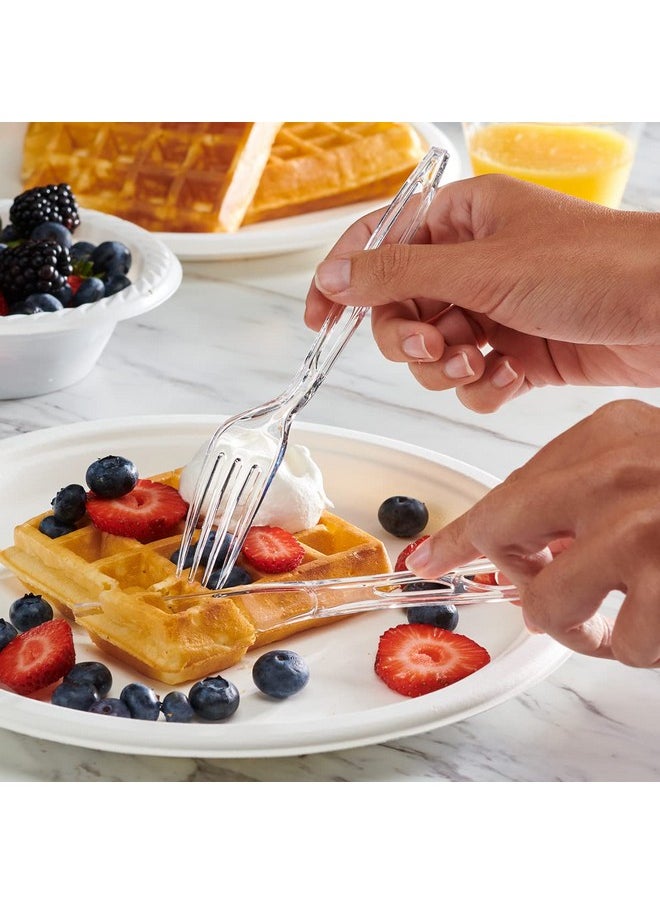 Comfy Package [192 Combo Pack] Premium Heavyweight Disposable Clear Plastic Silverware - 64 Forks, 64 Spoons, 64 Knives, plastic utensils, Cutlery Set for Parties, Events, and Catering