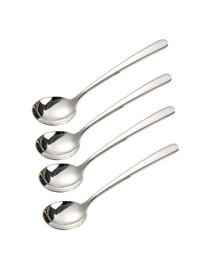 Wenkoni Soup Spoons, 4-Piece Large Round Spoons,7.8 inch SUS 304 Stainless Steel Bouillion spoons