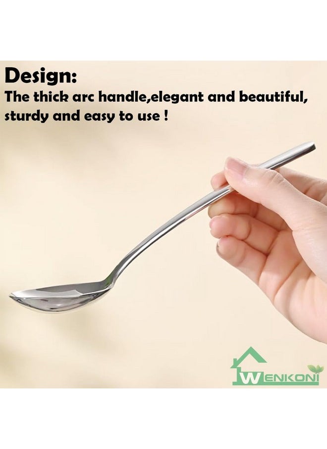 Wenkoni Soup Spoons, 4-Piece Large Round Spoons,7.8 inch SUS 304 Stainless Steel Bouillion spoons