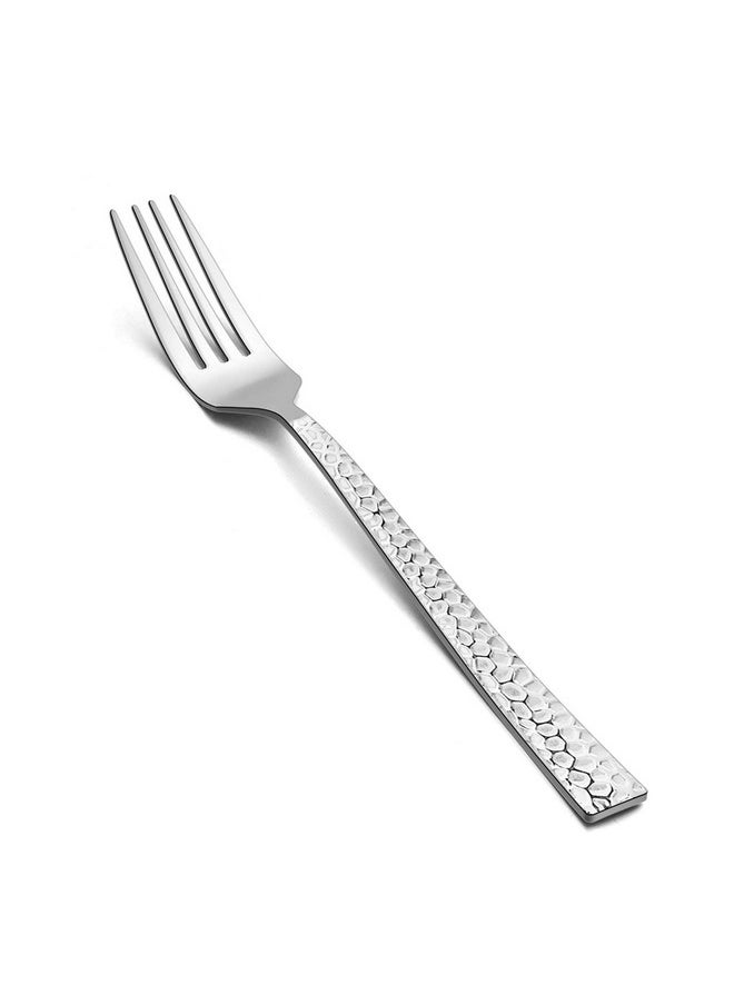 E-far 12-Piece Hammered Dinner Forks Set, 7.9 Inch Stainless Steel Forks for Home, Kitchen or Restaurant, Non-toxic & Mirror Polished, Squared Edge & Dishwasher Safe