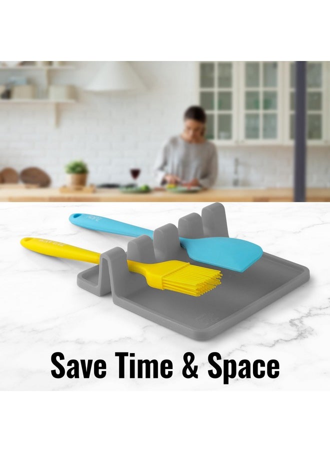 Zulay Kitchen Silicone Utensil Rest - BPA-Free, Durable Spoon Rest with Drip Pad - Heat-Resistant Spoon Rest for Stove Top - Spoon Rest for Kitchen Counter - Kitchen Gadgets & Kitchen Utensils Holder