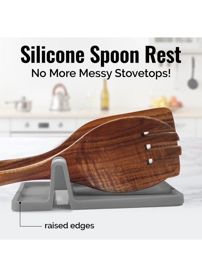 Zulay Kitchen Silicone Utensil Rest - BPA-Free, Durable Spoon Rest with Drip Pad - Heat-Resistant Spoon Rest for Stove Top - Spoon Rest for Kitchen Counter - Kitchen Gadgets & Kitchen Utensils Holder