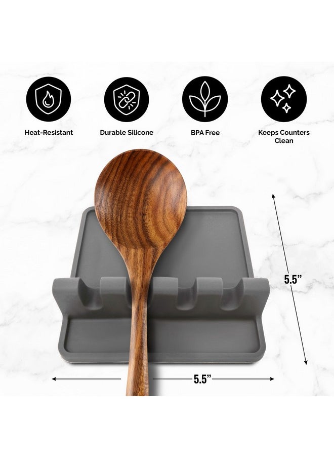 Zulay Kitchen Silicone Utensil Rest - BPA-Free, Durable Spoon Rest with Drip Pad - Heat-Resistant Spoon Rest for Stove Top - Spoon Rest for Kitchen Counter - Kitchen Gadgets & Kitchen Utensils Holder