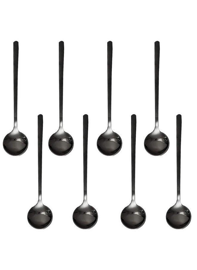 Pack of 8, Black Stainless Steel Espresso Spoons, findTop Mini Teaspoons Set for Coffee Sugar Dessert Cake Ice Cream Soup Antipasto Cappuccino, 5.3 Inch
