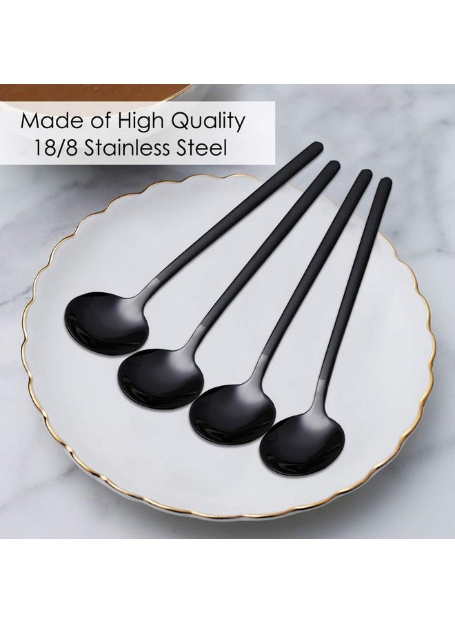 Pack of 8, Black Stainless Steel Espresso Spoons, findTop Mini Teaspoons Set for Coffee Sugar Dessert Cake Ice Cream Soup Antipasto Cappuccino, 5.3 Inch