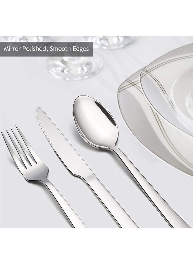 E-far 60-Piece Silverware Set, Stainless Steel Flatware Set Service for 12, Tableware Cutlery Set for Home Restaurant Party, Dinner Forks/Spoons/Knives, Square Edge & Mirror Polished, Dishwasher Safe