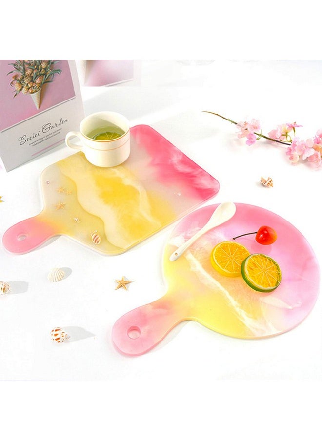 FUNSHOWCASE Cheese Board Epoxy Resin Silicone Molds with Handles and Holes for Serving Tray, Platter, Rectangle, Round, Large 12inch