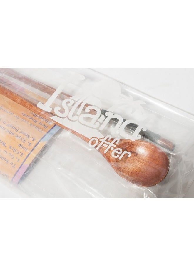 Islandoffer 2 pcs of 8inch Wood Coffee/Tea Spoon, Handmade Solid Wood, for Stirring, Spices, Jams, Putting Sugar, Cream, Long Handle with Jute string wrapped