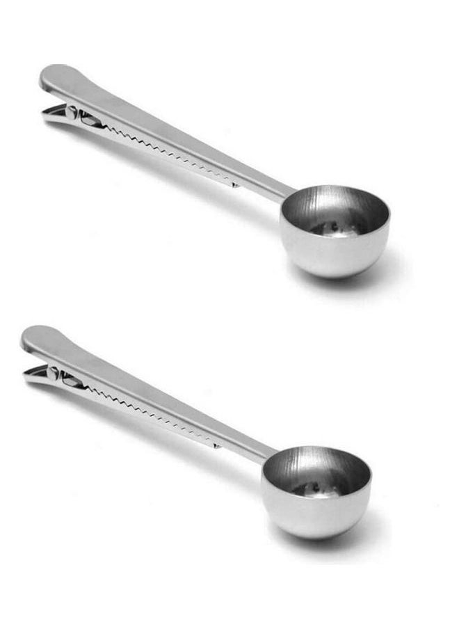 2-Piece Stainless Steel Coffee Measuring Scoop Spoon Silver