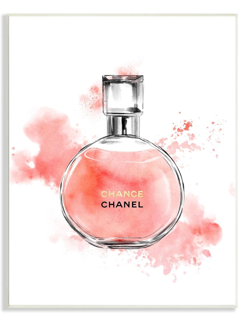 Stupell Industries Pink Fashion Watercolor Cosmetic Perfume Bottle Designer Glam, Designed by Ziwei Li Wall Plaque, 13 x 19, White