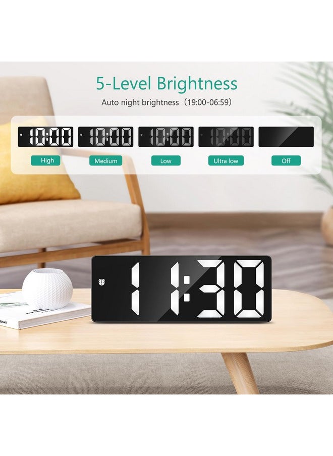 ORIA Digital Clock, LED Alarm Clock, 6.5inch Large Display LED Clock with Snooze, USB Charging Ports, 3 Adjustable Brightness Suitable for Bedroom, Office
