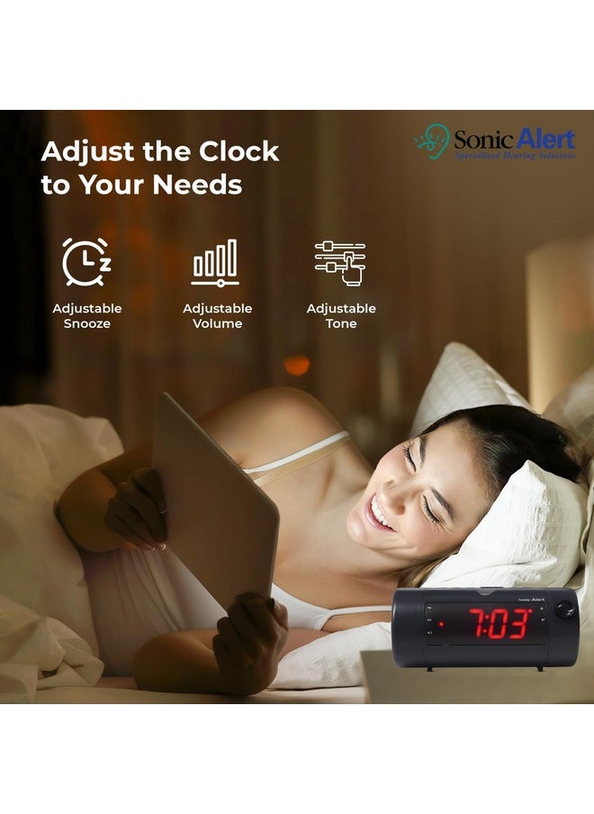 Sonic Blast Digital Alarm Clock - Alarm Clock for Heavy Sleepers - Projection Alarm Clock - Android & iOS Compatible - Bluetooth Speaker, USB Port - AUX Compatible