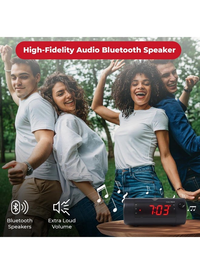 Sonic Blast Digital Alarm Clock - Alarm Clock for Heavy Sleepers - Projection Alarm Clock - Android & iOS Compatible - Bluetooth Speaker, USB Port - AUX Compatible