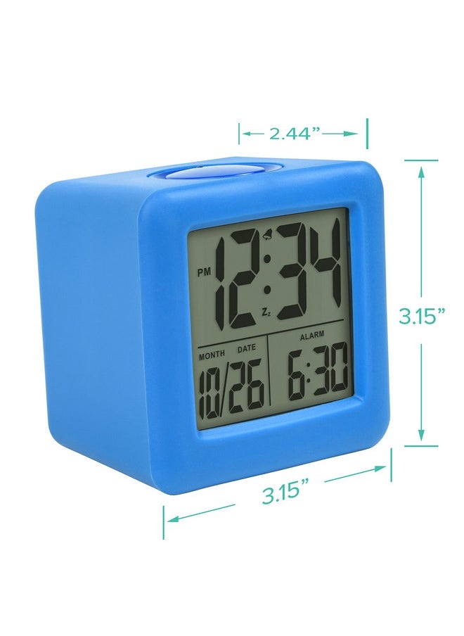 Equity 73005 Blue Soft Cube LCD Alarm Clock with Smart Light
