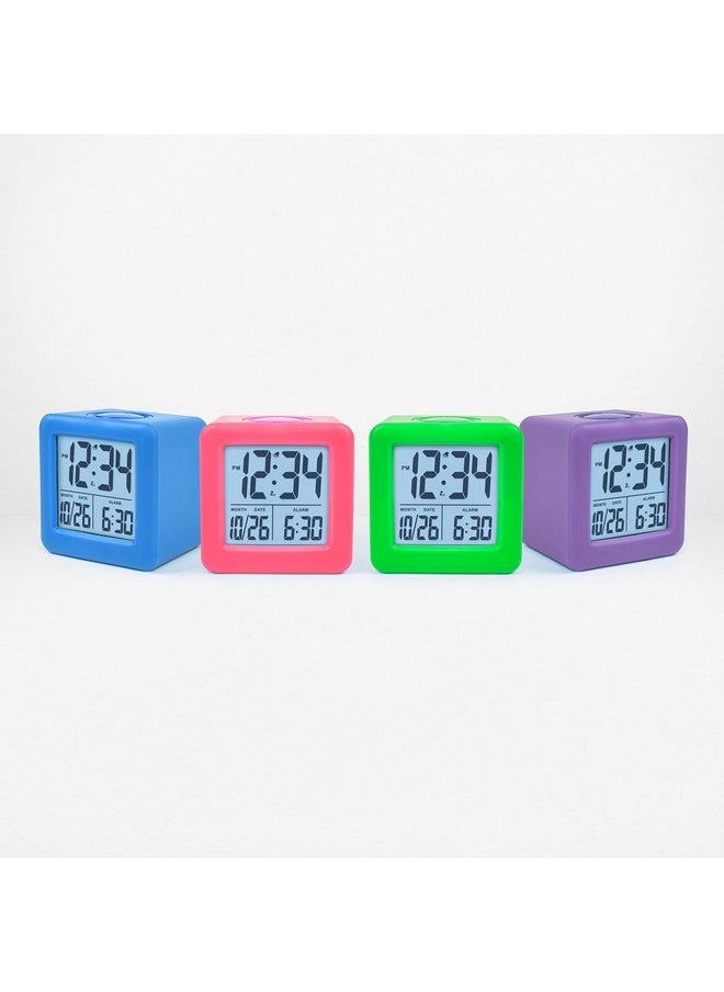 Equity 73005 Blue Soft Cube LCD Alarm Clock with Smart Light