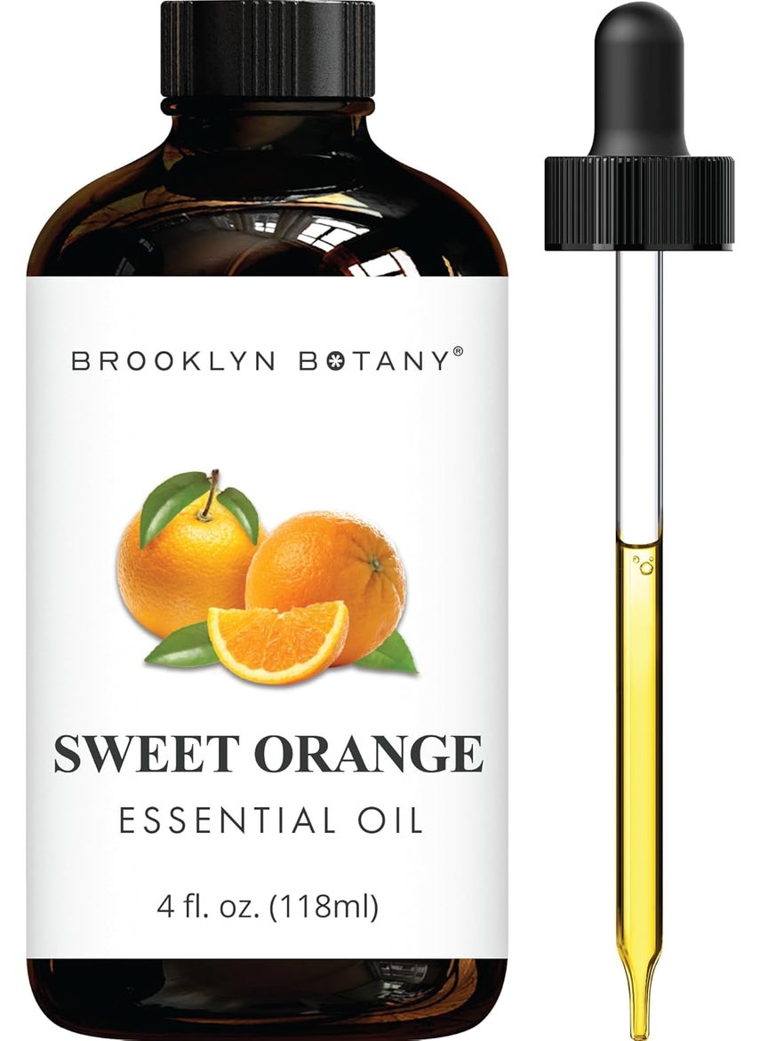 Brooklyn Botany Sweet Orange Essential Oil - Huge 4 Fl Oz - 100% Pure and Natural - Premium Grade with Dropper - for Aromatherapy and Diffuser