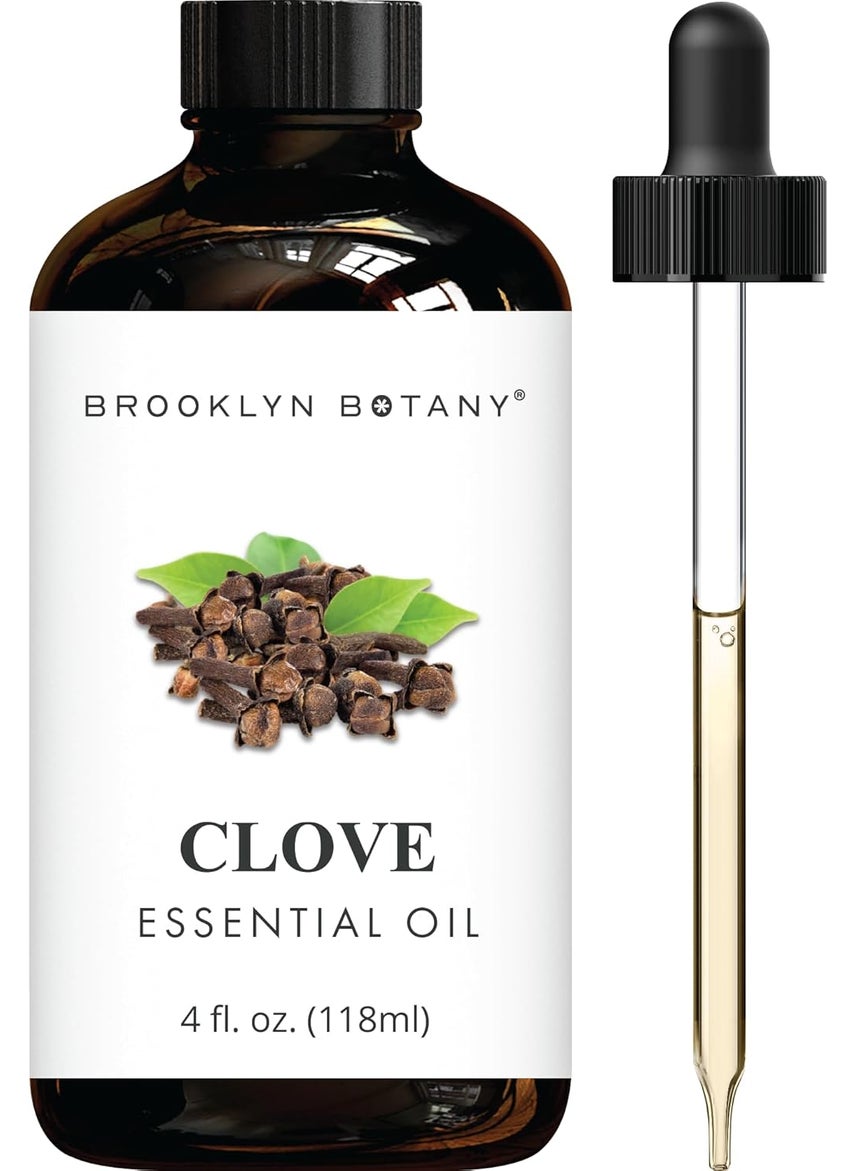 Brooklyn Botany Clove Essential Oil - Huge 4 Fl Oz - 100% Pure and Natural - Premium Grade with Dropper - for Aromatherapy and Diffuser
