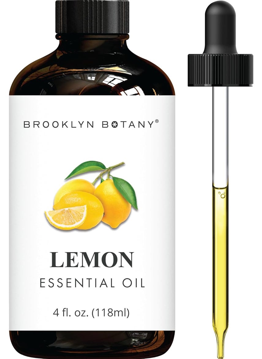 Brooklyn Botany Lemon Essential Oil - Huge 4 Fl Oz - 100% Pure and Natural - Premium Grade with Dropper - for Aromatherapy and Diffuser