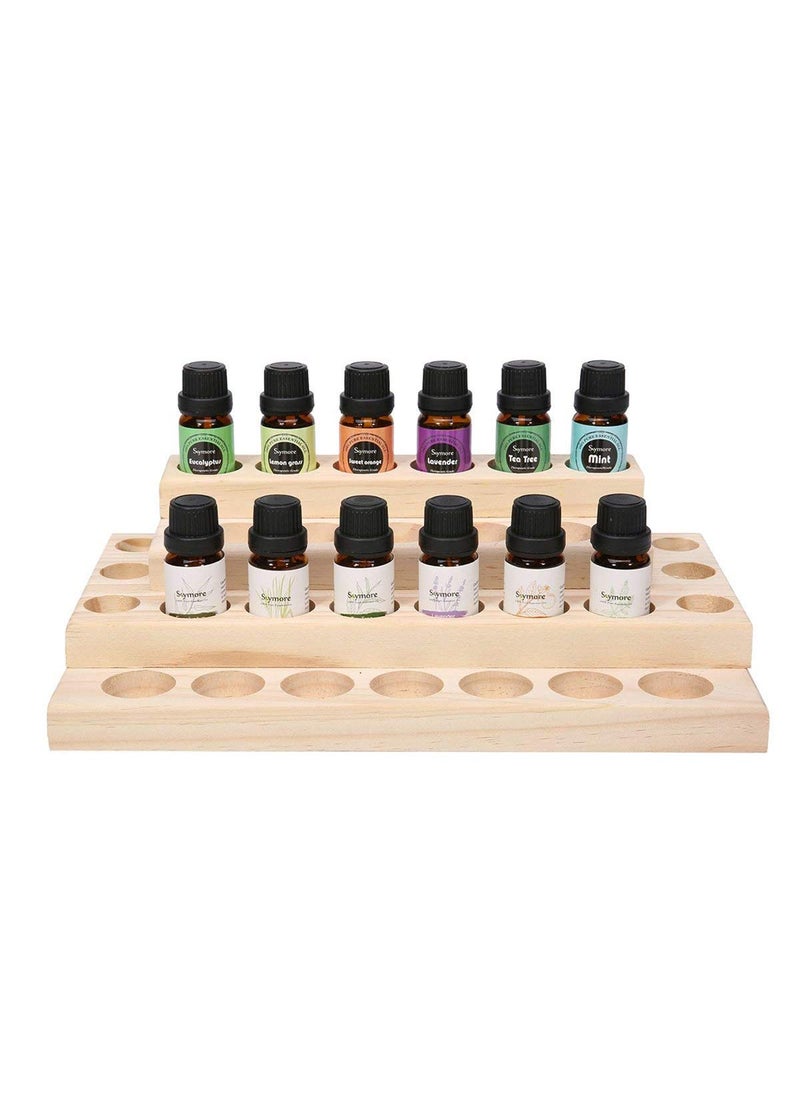 30 Slots Wooden Aromatherapy Essential Oil Carrying Case, Natural Wood Essential Oil Organizer Storage Box Case Display Holds for Travel and Presentations Gift Box