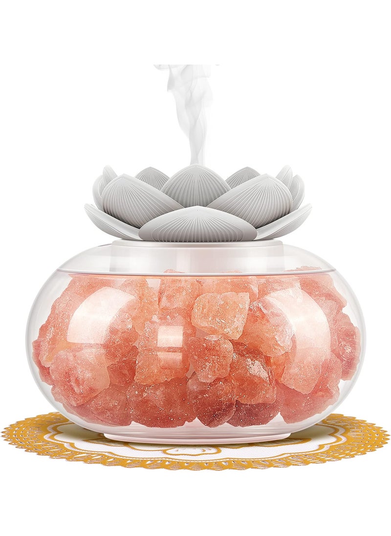 Essential Oil Diffusers Aromatherapy Diffuser: Vyaime Salt Lamp Diffuser for Home Bedroom Office, Pink Crystal Himalayan Cute Lotus Auto Shut-Off 7 Colors LED Night Light - VY0110