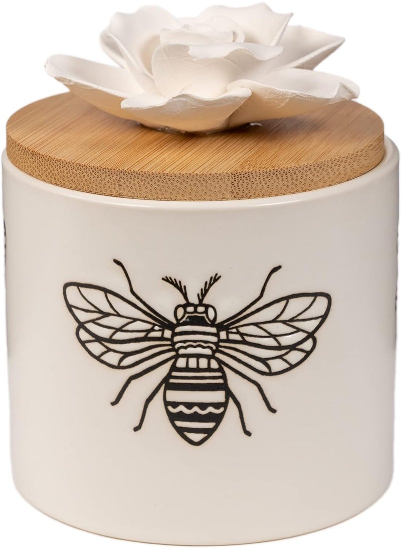 ScentSationals Ceramic Flower Essential Oil Diffuser - Passive Wicking Aromatherapy Diffuser for Living Room or Bedroom - No Power Home Fragrance Diffuser for Scented Essential Oils - Simplicity