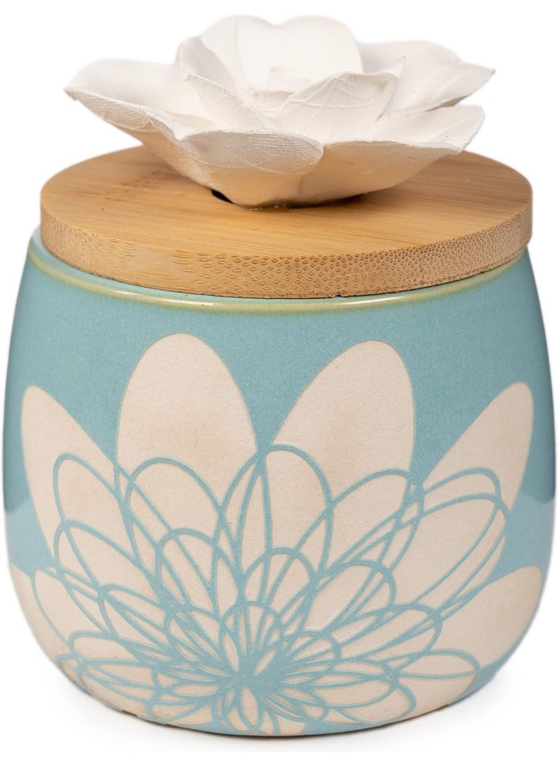 ScentSationals Ceramic Flower Essential Oil Diffuser - Passive Wicking Aromatherapy Diffuser for Living Room or Bedroom - No Power Home Fragrance Diffuser for Scented Essential Oils - Sophia