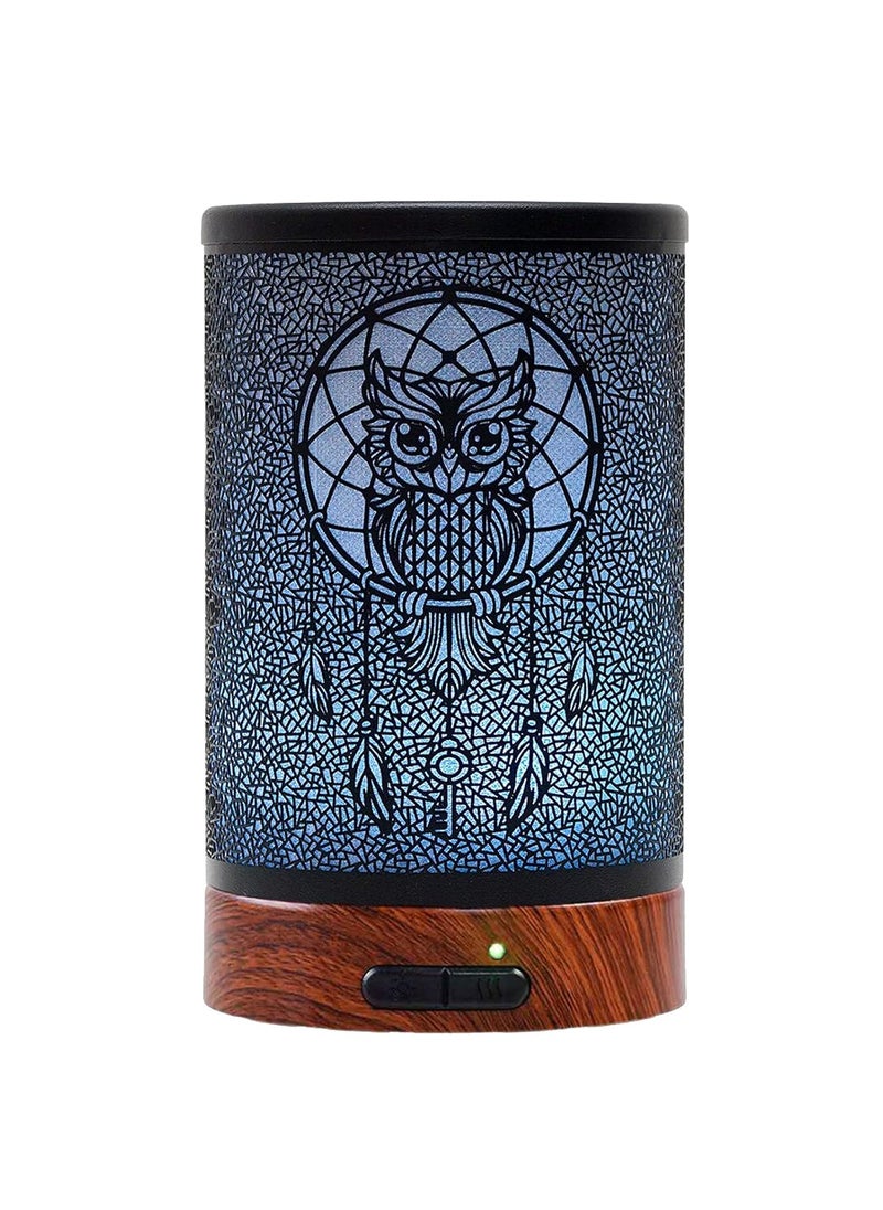 EQUSUPRO Essential Oil Diffuser 150ml Metal Aromatherapy Oil Diffuser Ultrasonic Cool Mist Diffuser with Auto Shut-Off Protection,7 Colors Changed LED for Home Office SPA Yoga (Owl)