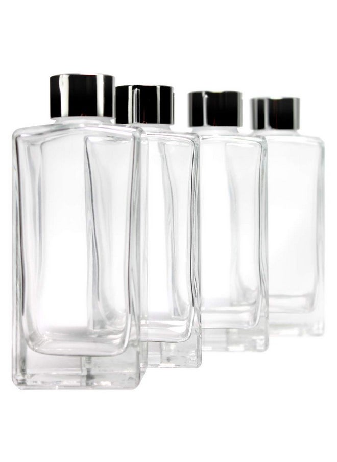 Feel Fragrance Glass Diffuser Bottles Diffuser Jars with Silver Caps Set of 4 - 5.5 inches High, 250ml 8.45 ounce. Fragrance Accessories Use for Diy Replacement Reed Diffuser Sets.