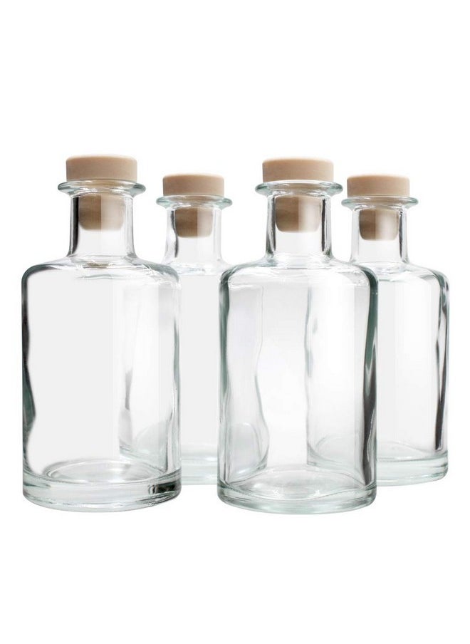 Feel Fragrance Glass Diffuser Bottles Diffuser Jars with Cork Caps Set of 4 - 5.3 inches High, 240ml 8.2 Ounce. Fragrance Accessories Use for DIY Replacement Reed Diffuser Sets.