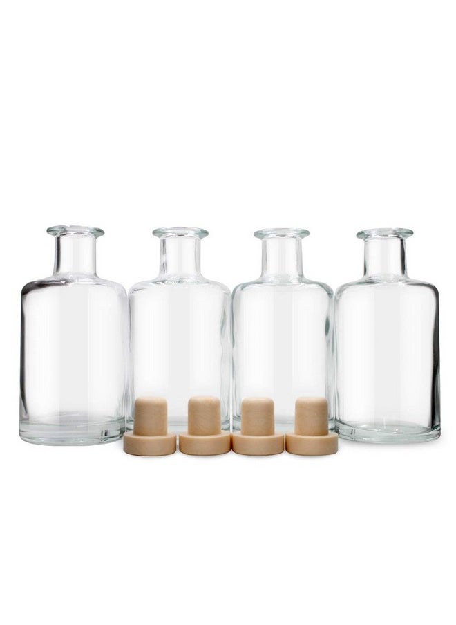 Feel Fragrance Glass Diffuser Bottles Diffuser Jars with Cork Caps Set of 4 - 5.3 inches High, 240ml 8.2 Ounce. Fragrance Accessories Use for DIY Replacement Reed Diffuser Sets.