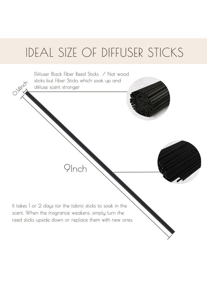 HOSSIAN 100PCS Reed Diffuser Sticks-9inch Diffuser Black Fiber Reed Sticks-Essential Oil Aroma Replacement Aroma Reed Diffuser Sticks