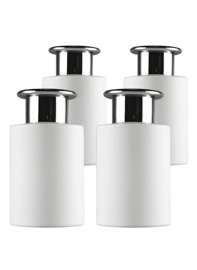 Feel Fragrance Glass Diffuser Bottles White Diffuser Jars with Silver Caps Set of 4 - 4.2 inches High, 120ml 4.06 Ounce. Fragrance Accessories Use for DIY Replacement Reed Diffuser Sets.