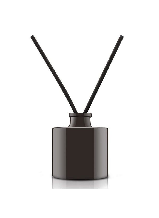 Feel Fragrance Black Glass Diffuser Bottles Round Diffuser Jars with Gold Caps Set of 4 - 2.95 inches High, 100ml 3.4ounce. Fragrance Accessories Use for DIY Replacement Reed Diffuser Sets.