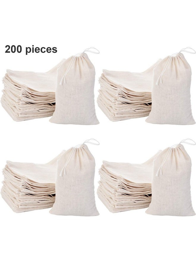 Tatuo 200 Pack Muslin Bags Burlap Bags Muslin Drawstring Bags Sachet Bag Multipurpose Drawstring Bags for Tea Jewelry Wedding Party Favors Storage (4 x 6 inch)