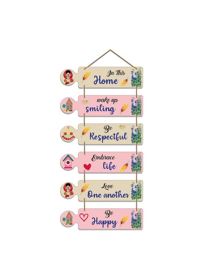 Artvibes Home Quotes Decorative Wall Art MDF Wooden Wall Hanger for Living Room | Bedroom | Home Decor | Gifts | Wall Hangings for Home Decoration | Modern Artworks (WH_6006N), Set of 6