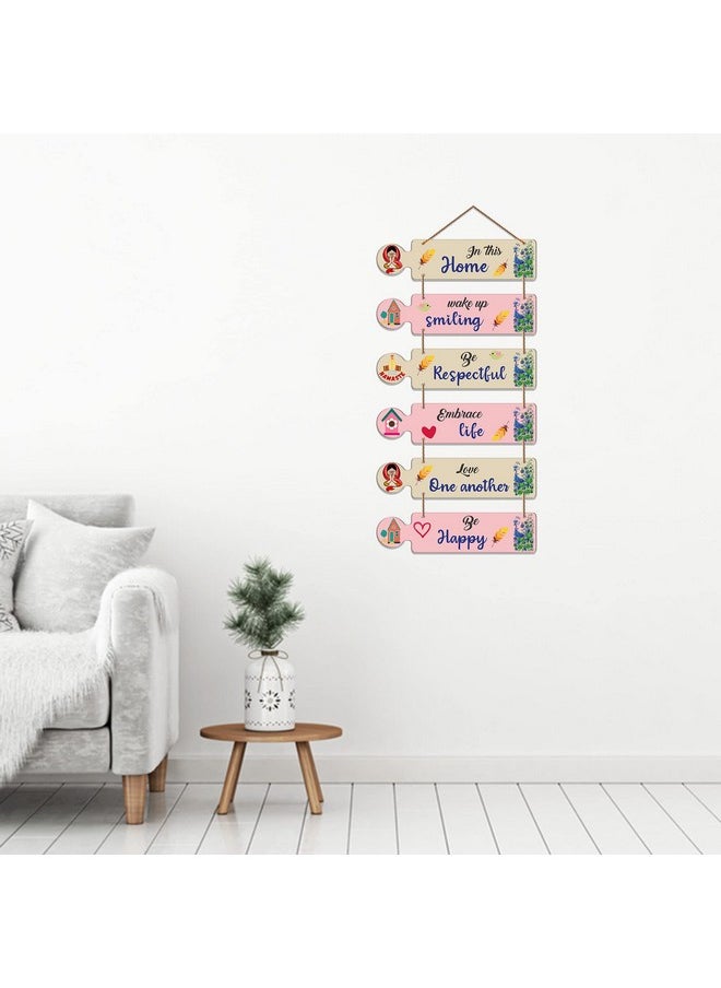 Artvibes Home Quotes Decorative Wall Art MDF Wooden Wall Hanger for Living Room | Bedroom | Home Decor | Gifts | Wall Hangings for Home Decoration | Modern Artworks (WH_6006N), Set of 6
