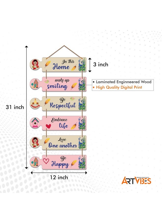 Artvibes Home Quotes Decorative Wall Art MDF Wooden Wall Hanger for Living Room | Bedroom | Home Decor | Gifts | Wall Hangings for Home Decoration | Modern Artworks (WH_6006N), Set of 6