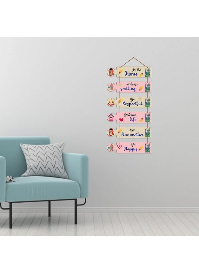 Artvibes Home Quotes Decorative Wall Art MDF Wooden Wall Hanger for Living Room | Bedroom | Home Decor | Gifts | Wall Hangings for Home Decoration | Modern Artworks (WH_6006N), Set of 6