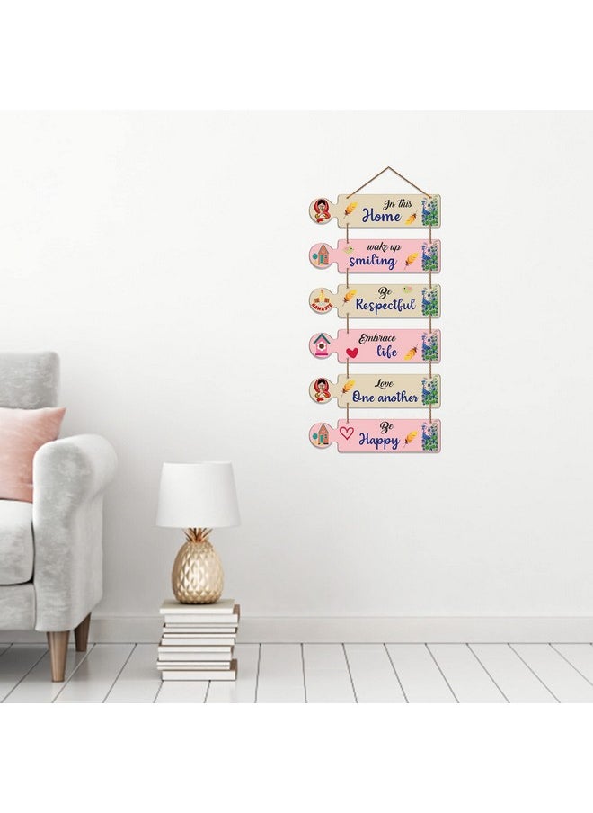 Artvibes Home Quotes Decorative Wall Art MDF Wooden Wall Hanger for Living Room | Bedroom | Home Decor | Gifts | Wall Hangings for Home Decoration | Modern Artworks (WH_6006N), Set of 6