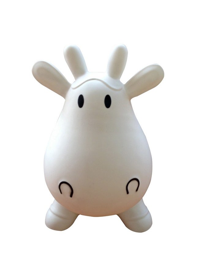 AppleRound Cow Bouncer with Air Pump, Inflatable Space Hopper, Ride-on Bouncy Animal (White)