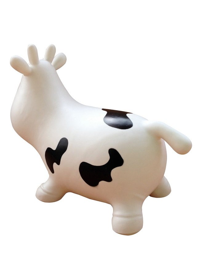 AppleRound Cow Bouncer with Air Pump, Inflatable Space Hopper, Ride-on Bouncy Animal (White)