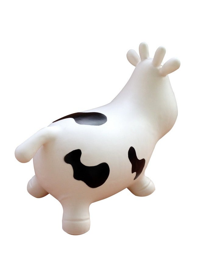 AppleRound Cow Bouncer with Air Pump, Inflatable Space Hopper, Ride-on Bouncy Animal (White)