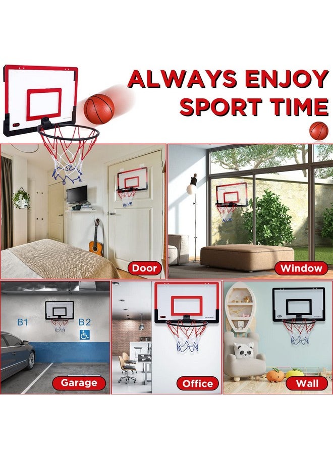 Sosation 2 Pcs Mini Basketball Hoop with 4 Basketball, Sticky Hook, Pump, Indoor No Drilling Basketball Hoop Decompress Game for Christmas Kid Adult Gift(Classic Style)